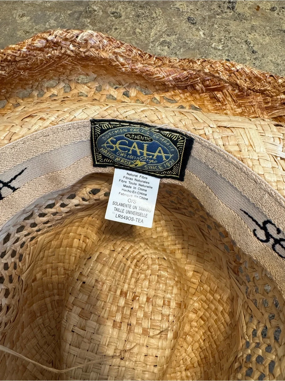 Vintage 2000s Scala Distressed Straw Cowgirl Hat Beaded Western Boho Y2K OS